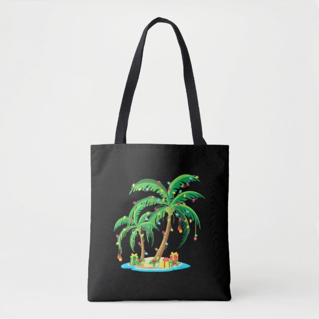 Jul Handflatan Träd Tropical Julafton Gift Coconut Tygkasse (Framsida)