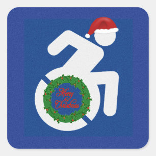 Jul handikappad fyrkantigt klistermärke
