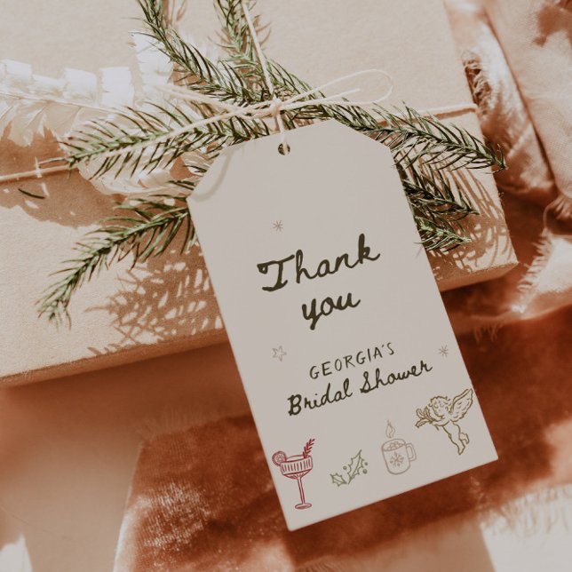 Jul Handritad Bröllopsfest Presentetikett (Skapare uppladdad)