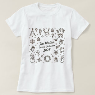 Jul Handritade Klotter Anpassad Familje År T Shirt