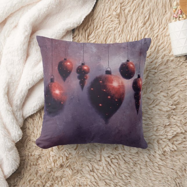 Jul hängande Red Baubles Cushion Kudde (Filt)