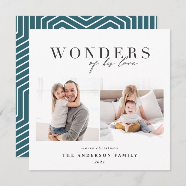 Jul Hans religiösa i kärlek blått Julkort (Fram/baksida)