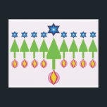 Jul Hanukkah Chrismukkah-kort Helg Vykort<br><div class="desc">Vykort kan ses som Julgranar eller Menorah. Vänd den upp och ner.</div>