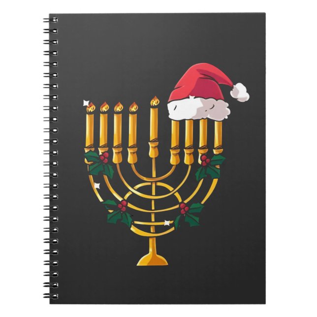 Jul Hanukkah Jewish Santa Menorah Anteckningsbok (Framsidan)