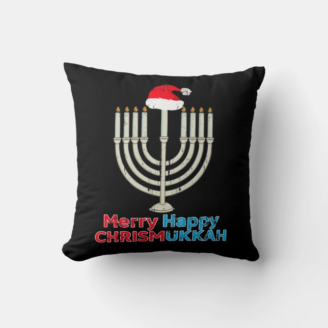 Jul Hanukkah Jude Menorah Santa Julafton Kudde (Framsida)