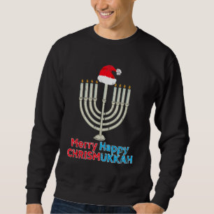 Jul Hanukkah Jude Menorah Santa Julafton Lång Ärmad Tröja