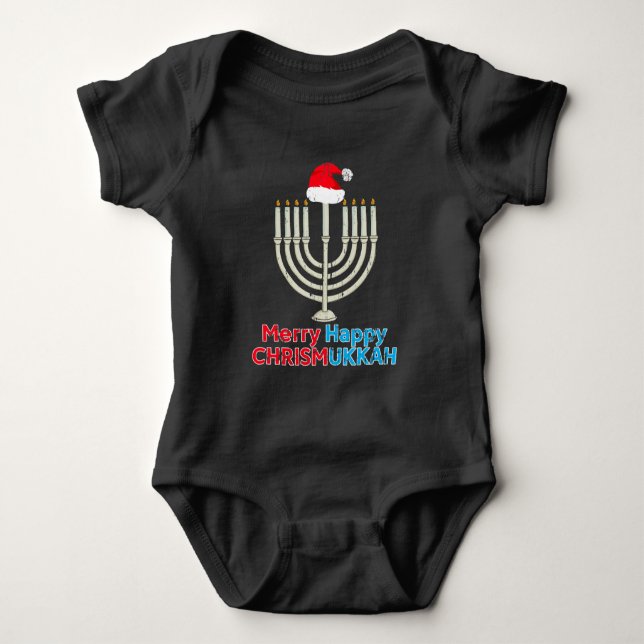 Jul Hanukkah Jude Menorah Santa Julafton T Shirt (Framsida)