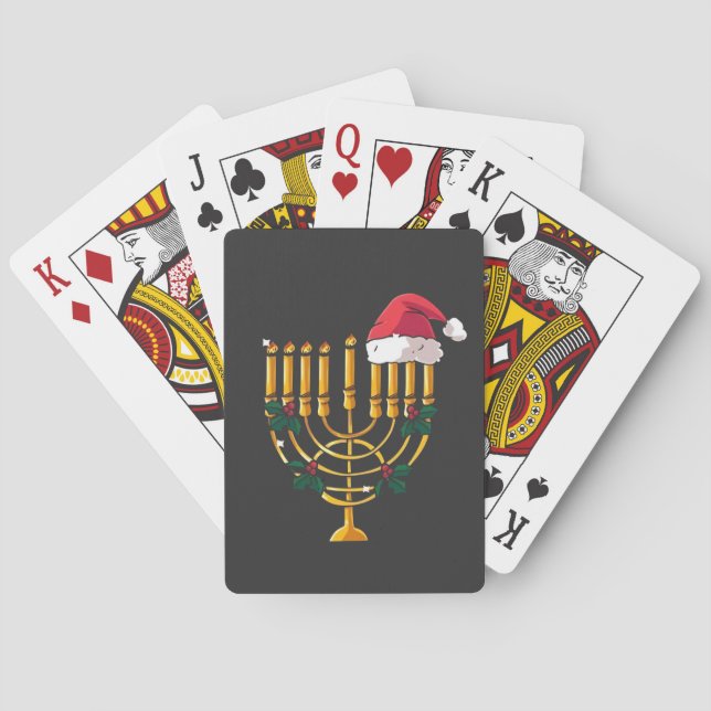 Jul Hanukkah Judisk Tomte Menorah Casinokort (Baksidan)