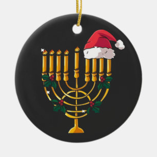 Jul Hanukkah Judisk Tomte Menorah Julgransprydnad Keramik