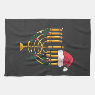 Jul Hanukkah Judisk Tomte Menorah Kökshandduk