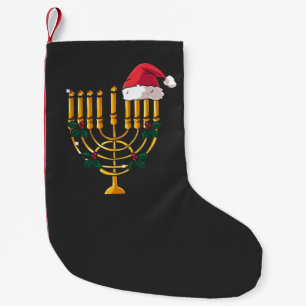 Jul Hanukkah Judisk Tomte Menorah Liten Julstrumpa