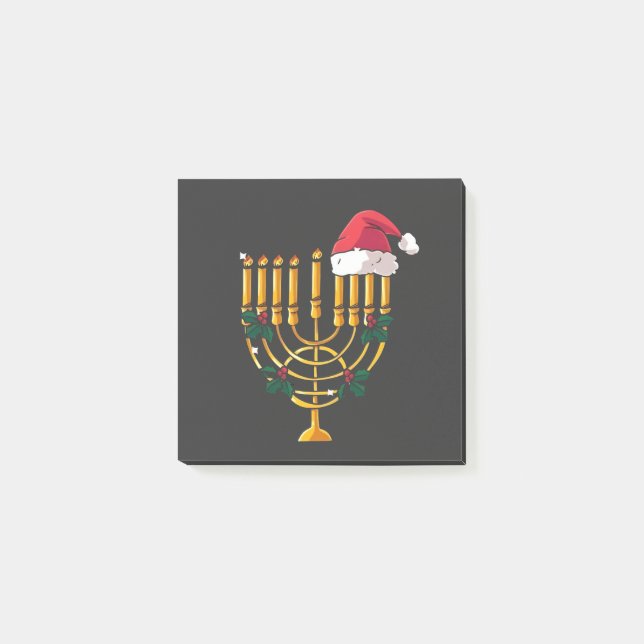 Jul Hanukkah Judisk Tomte Menorah  Post-it Block (Framsida)