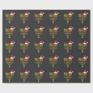 Jul Hanukkah Judisk Tomte Menorah Presentpapper