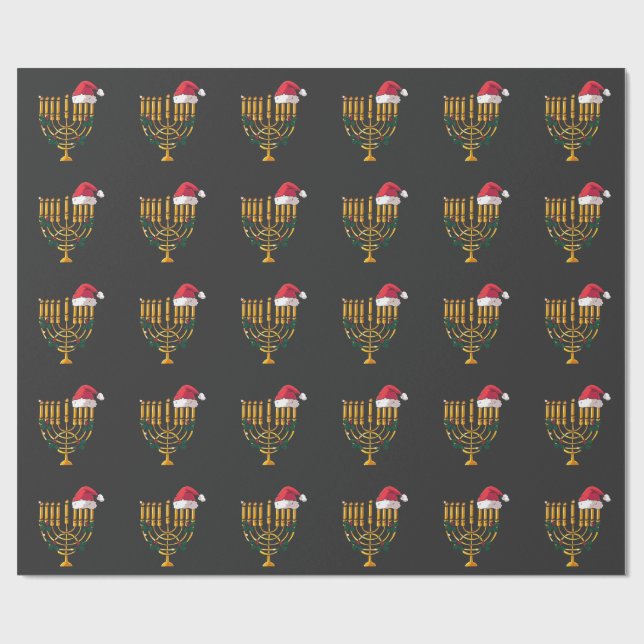 Jul Hanukkah Judisk Tomte Menorah Presentpapper (Platt)