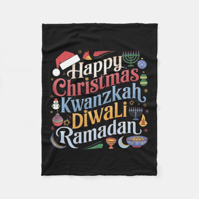 Jul Hanukkah Kwanzaa Diwali Ramadan Fleecefilt (Framsidan)
