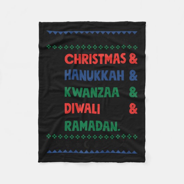 Jul Hanukkah Kwanzaa Diwali Ramadan Funny Ug Fleecefilt (Framsidan)