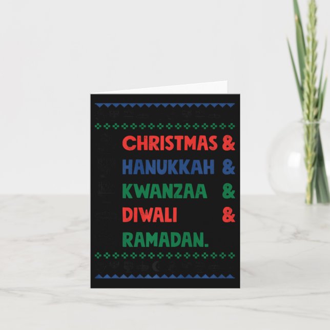 Jul Hanukkah Kwanzaa Diwali Ramadan Funny Ug Kort (Framsida)