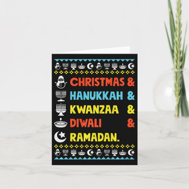 Jul Hanukkah Kwanzaa Diwali Ramadan Funny Ug Kort (Framsida)