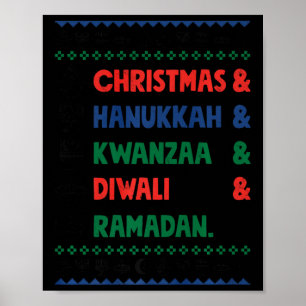 Jul Hanukkah Kwanzaa Diwali Ramadan Funny Ug Poster