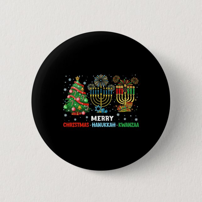 Jul Hanukkah Kwanzaa Glad helg Matching Knapp (Framsida)