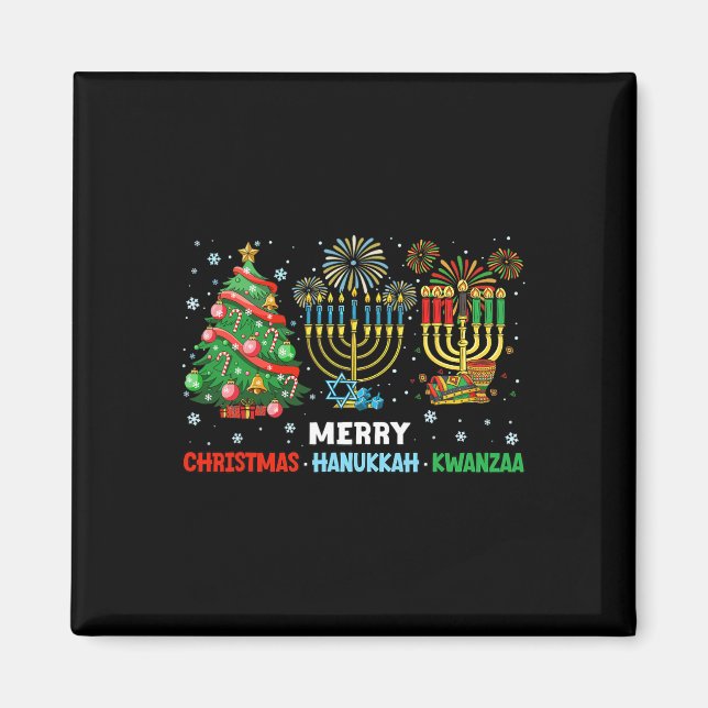 Jul Hanukkah Kwanzaa Glad helg Matching Magnet (Framsidan)