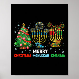 Jul Hanukkah Kwanzaa Glad helg Matching Poster