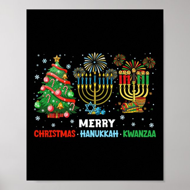 Jul Hanukkah Kwanzaa Glad helg Matching Poster (Framsidan)