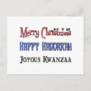 Jul - Hanukkah - Kwanzaa Helg Vykort