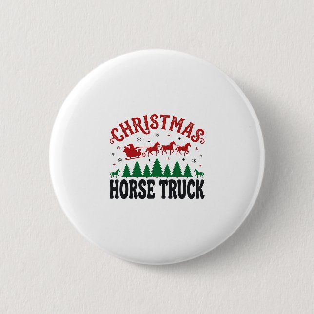 Jul Häst Lastbil Västerländsk Tomte Släd Design Knapp (Framsida)