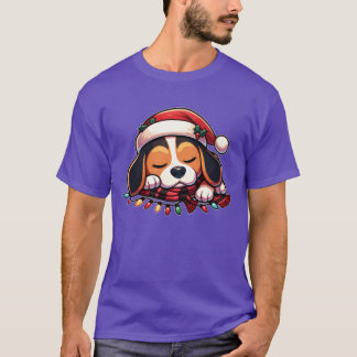 Jul Hat-julen Fairy Ljus Beagle-familjen T Shirt