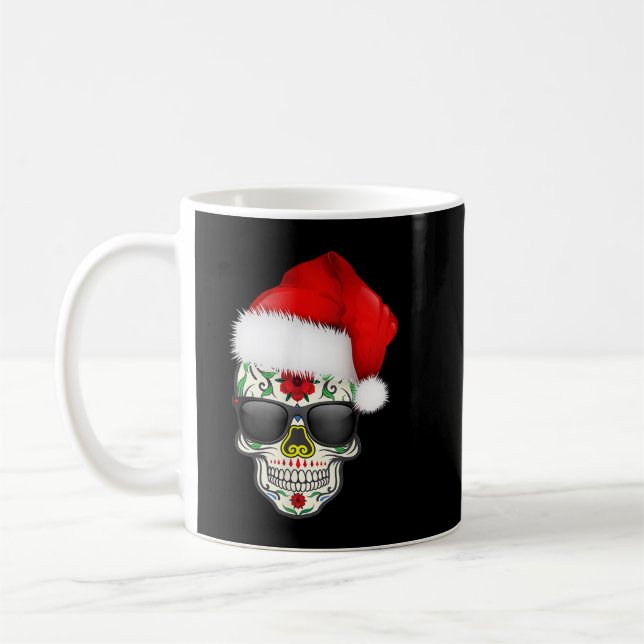 Jul Hat Santa Day of the dead Sugar Skull Pa Kaffemugg (Vänster)