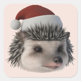 Jul Hedgehog eller Opossum Wearing Santa Costum Fyrkantigt Klistermärke