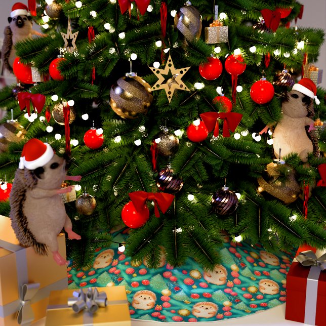 jul Hedgehog Whimsical Julgransmatta Borstad Polyester (Skapare uppladdad)