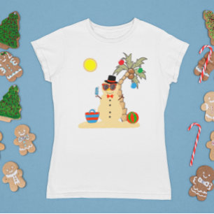 Jul Helg Strand Tropisk Snöman T Shirt