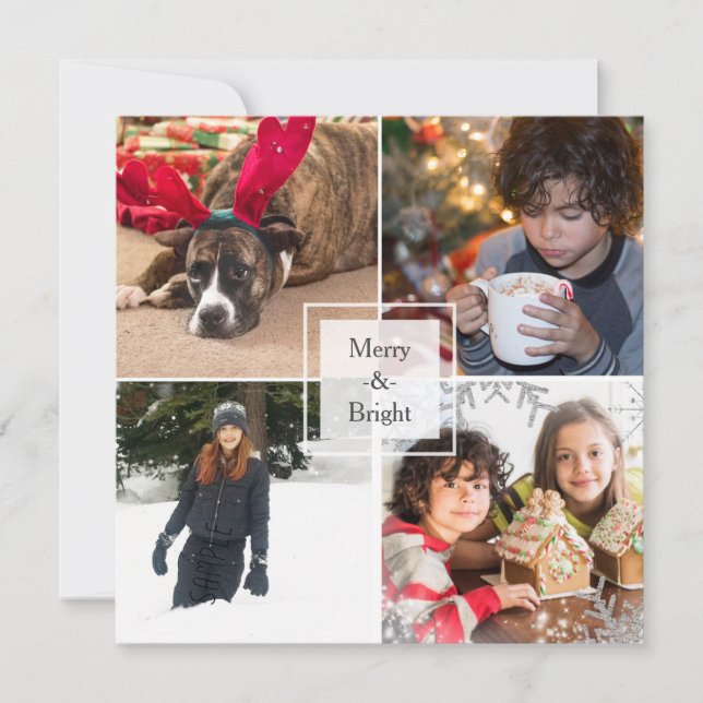 Jul Helgdag 4 Photo Hälsning Anpassningsbar Card Julkort (Framsida)