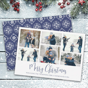Jul Helgdag 6 Sex Fotoflottan Blue Snowflake Julkort