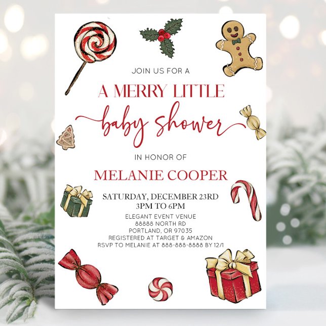 Jul Helgdag A Merry Little Baby Shower Inbjudningar (Skapare uppladdad)