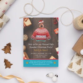 Jul Helgdag Airedale Hund Ugly Sweater Party Inbjudningar