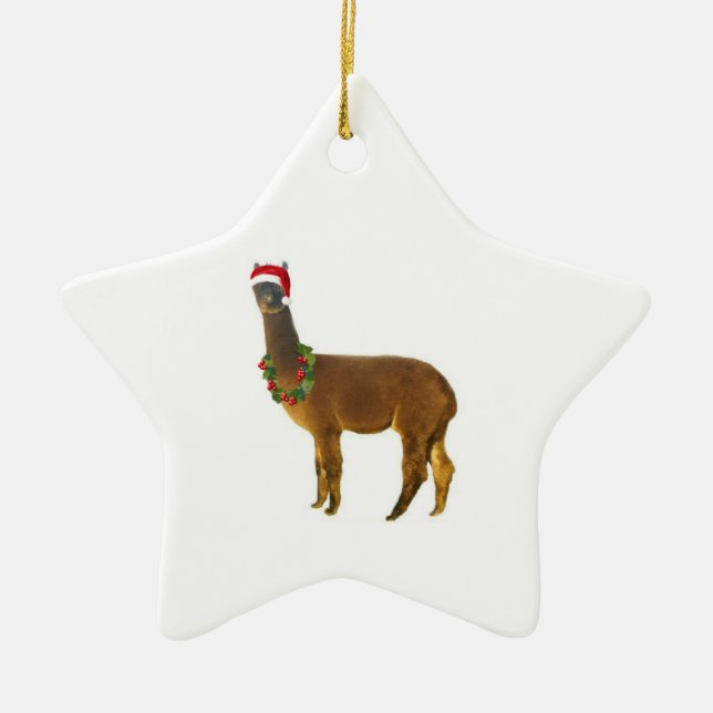 Jul Helgdag Alpaca Julgransprydnad Keramik (Framsidan)