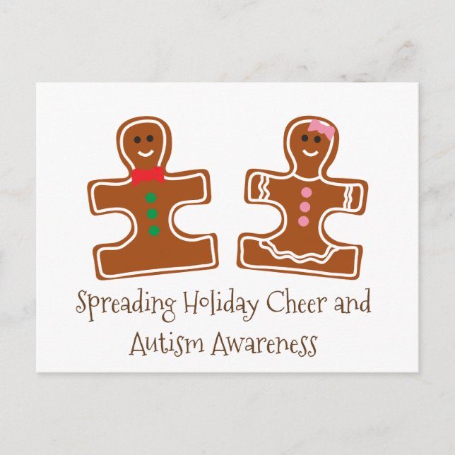 Jul Helgdag Autism Awareness Puzzle Cookies Helg Vykort (Framsida)