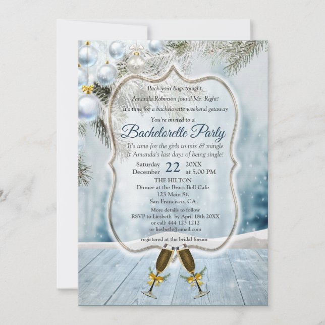 Jul-Helgdag Bachelorette-partiets inbjudan (Framsida)