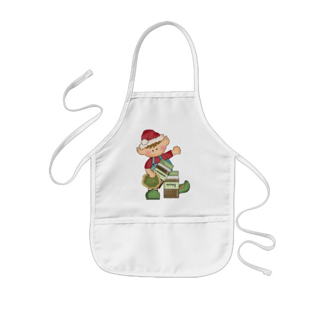 Jul Helgdag Baking Elf-barn apron Barnförkläde (Framsidan)