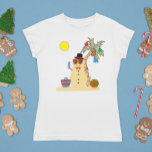 Jul Helgdag Beach Tropical Snögubbe T Shirt<br><div class="desc">Den här designen skapades genom digital konst. Den kan vara personlig i det område som tillhandahålls. Kontakta mig på colorflowcreations@gmail.com om du vill ha denna design på en annan produkt. Köp min ursprungliga abstrakt-akrylmålning för försäljning på www.etsy.com/shop/colorflowart. Se fler av mina skapelser eller följ mig på www.facebook.com/colorflowcreations, www.instagram.com/colorflowcreations, www.twitter.com/colorflowart och...</div>