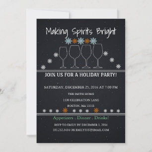 Jul Helgdag Black Chalkboard Snowflake Party Inbjudningar