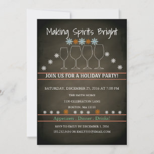 Jul Helgdag Black Chalkboard Snowflake Party Inbjudningar
