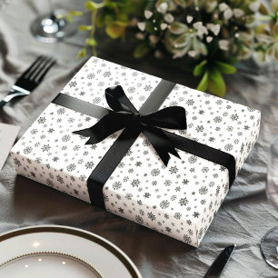 Jul Helgdag Black White Snowflake Mönster Presentpapper