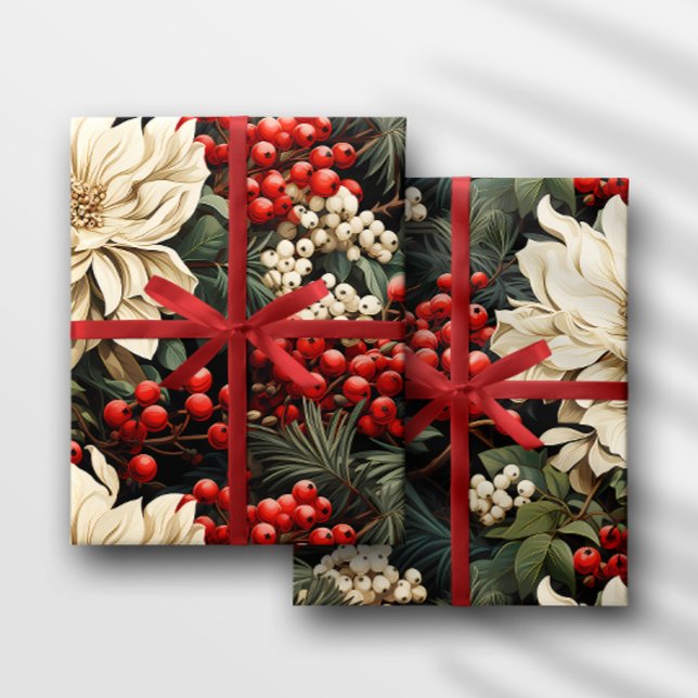 Jul/Helgdag Blommor, bär och Löv Presentpapper (Skapare uppladdad)