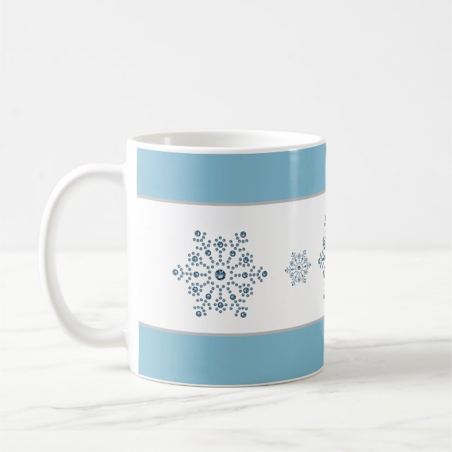 Jul Helgdag Blue Rand Snowflake Mugg (Vänster)