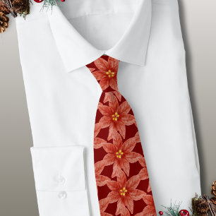 Jul Helgdag Botanias rödröda Blommigt Poinsettia Slips