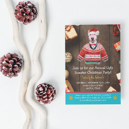 Jul Helgdag Bull Terrier Ugly Sweater Party Inbjudningar